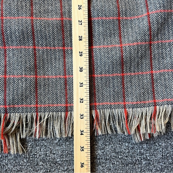 Harve Benard Sport Vintage Plaid Skirt size 8 Fringe gray and red stripes - Picture 7 of 8